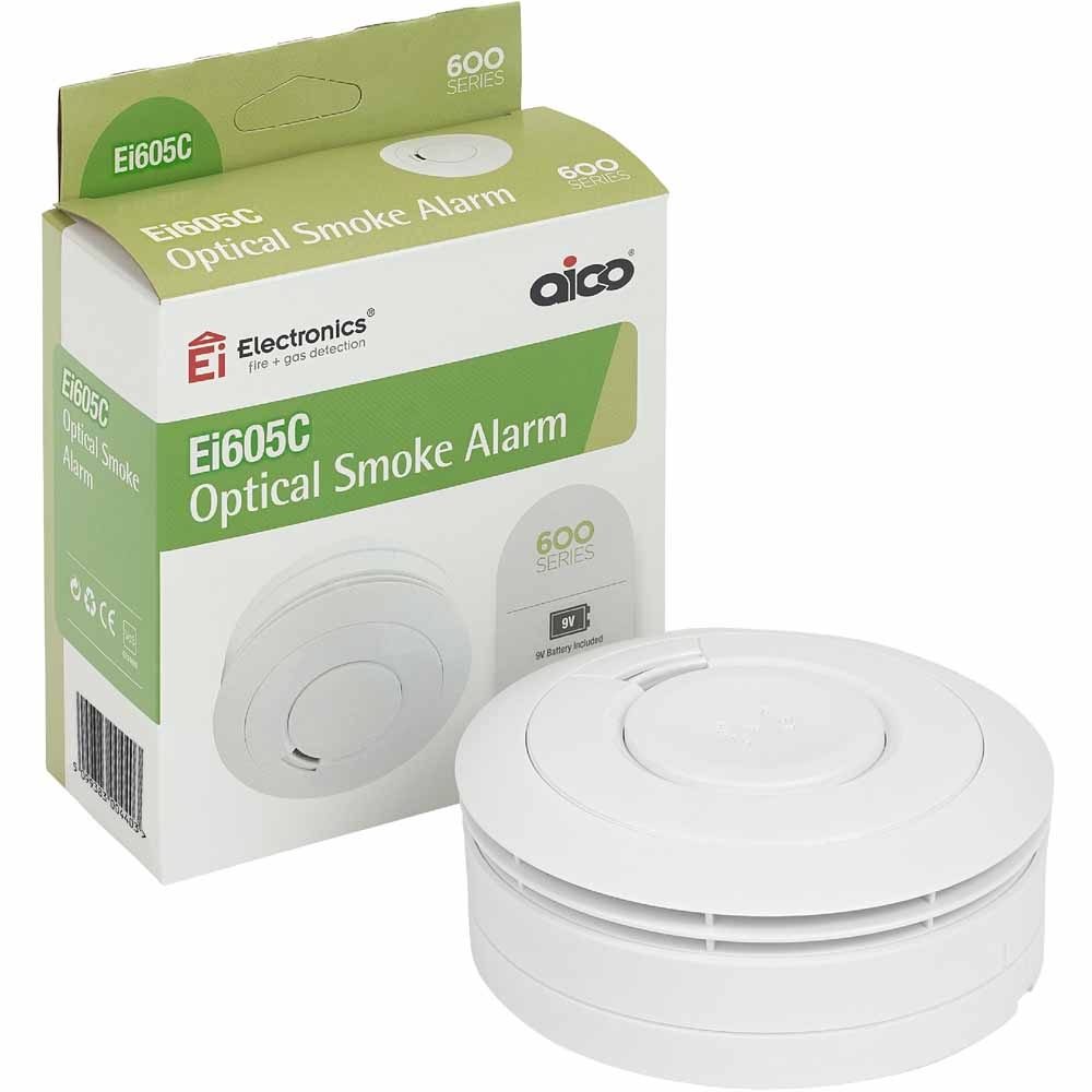 Ei Electronics Optical Smoke Alarm with 9V Alkaline Battery Image 1