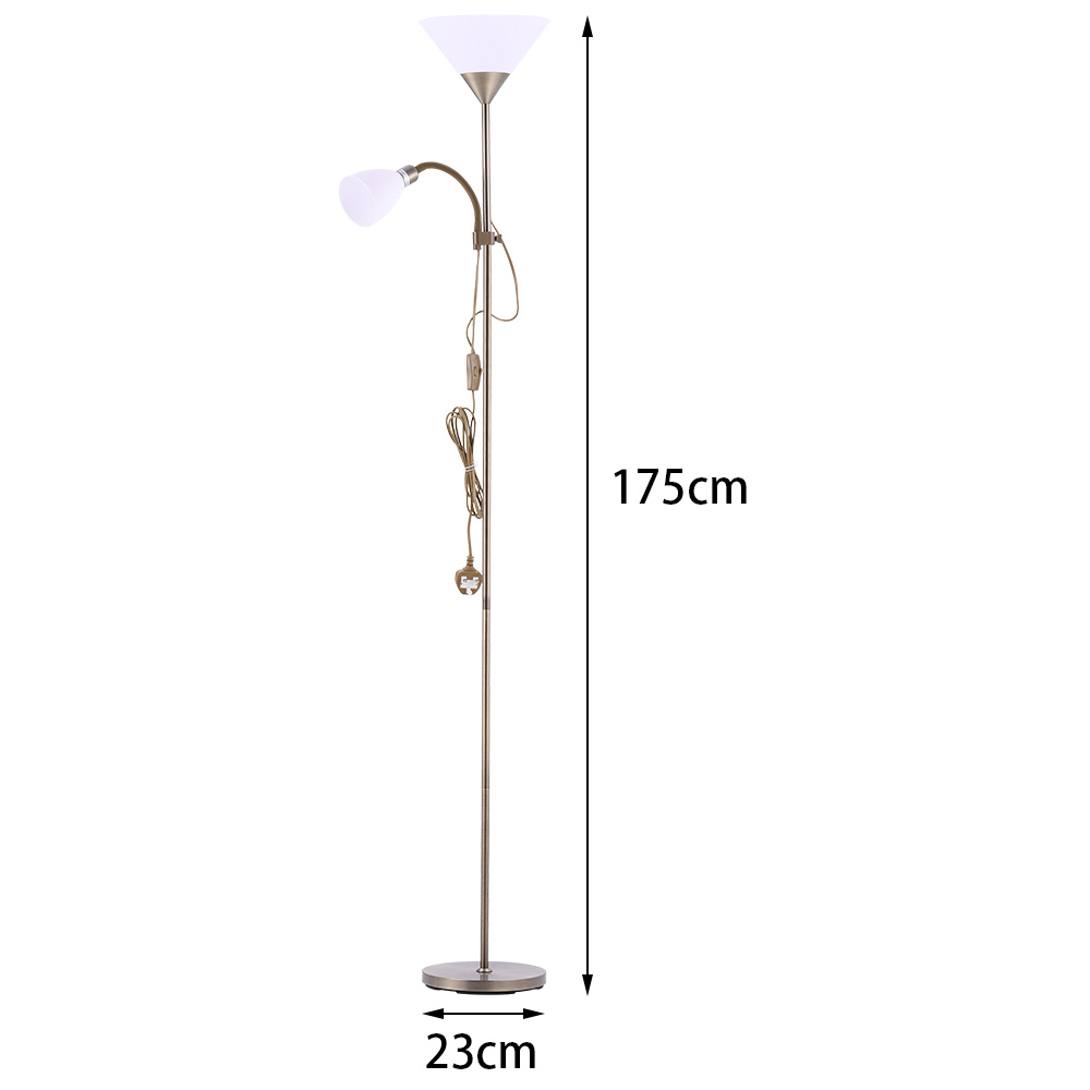 Living and Home Brown 2 Head Standing Tall Floor Lamp Image 5