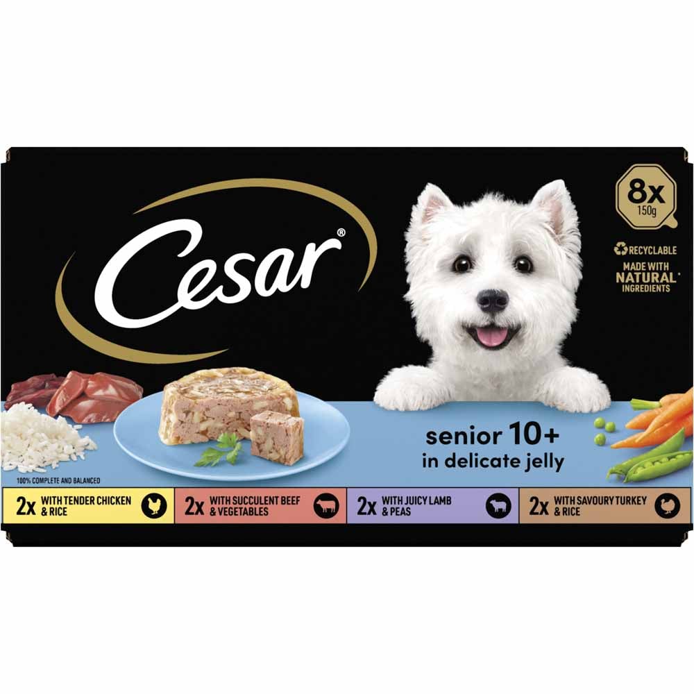 Cesar Meat in Delicate Jelly Senior Wet Dog Food Trays 150g Case of 3 x 8 Pack Image 4