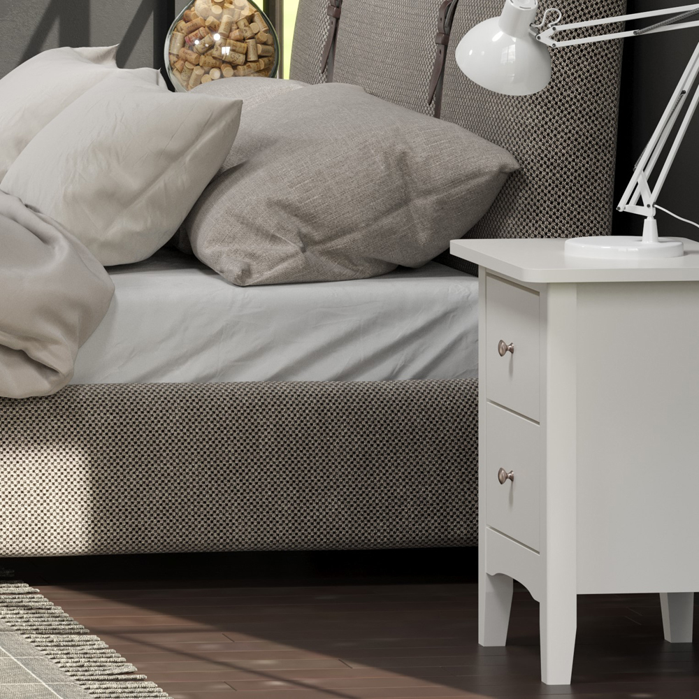 Como 2 Drawer White Petite Bedside Table Image 5