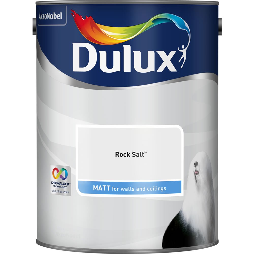 Dulux Walls & Ceilings Rock Salt Matt Emulsion Paint 5L Image 2