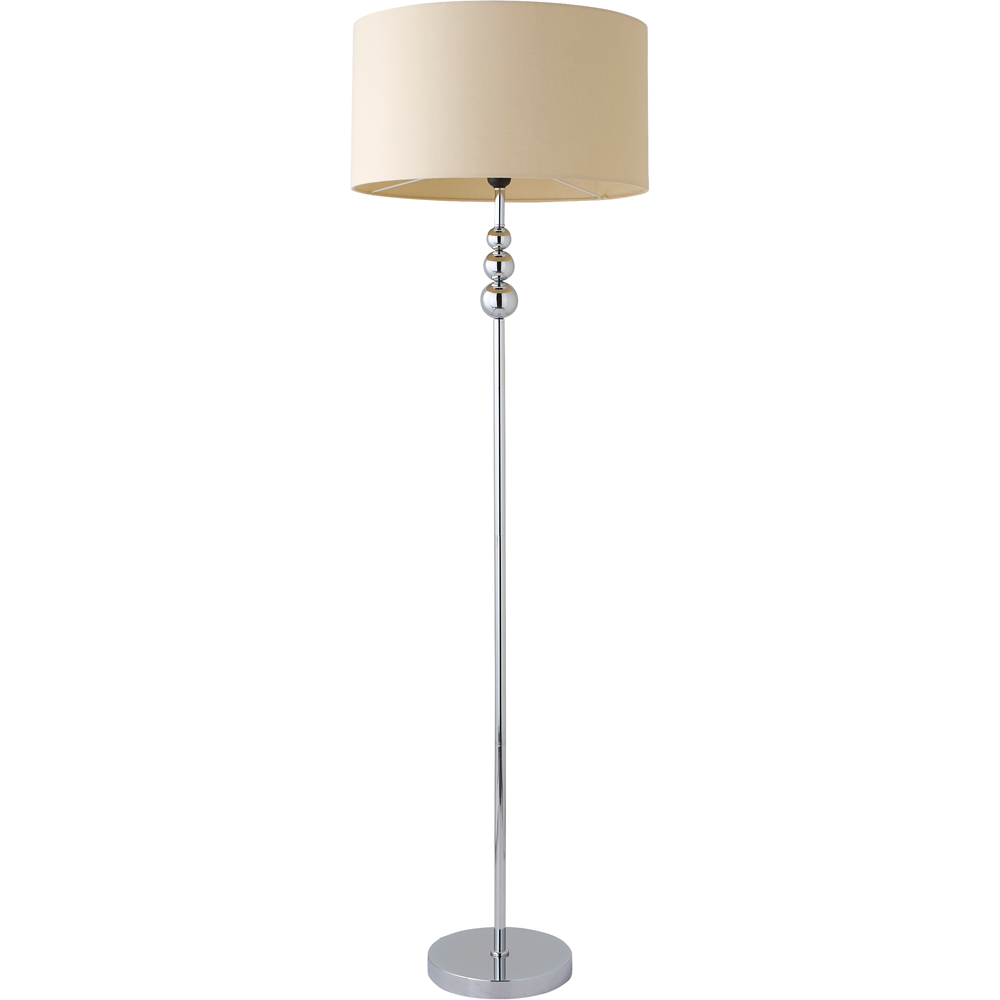 ValueLights Marissa Reni Cream Shade and Chrome Ball LED Floor Lamp Image 1