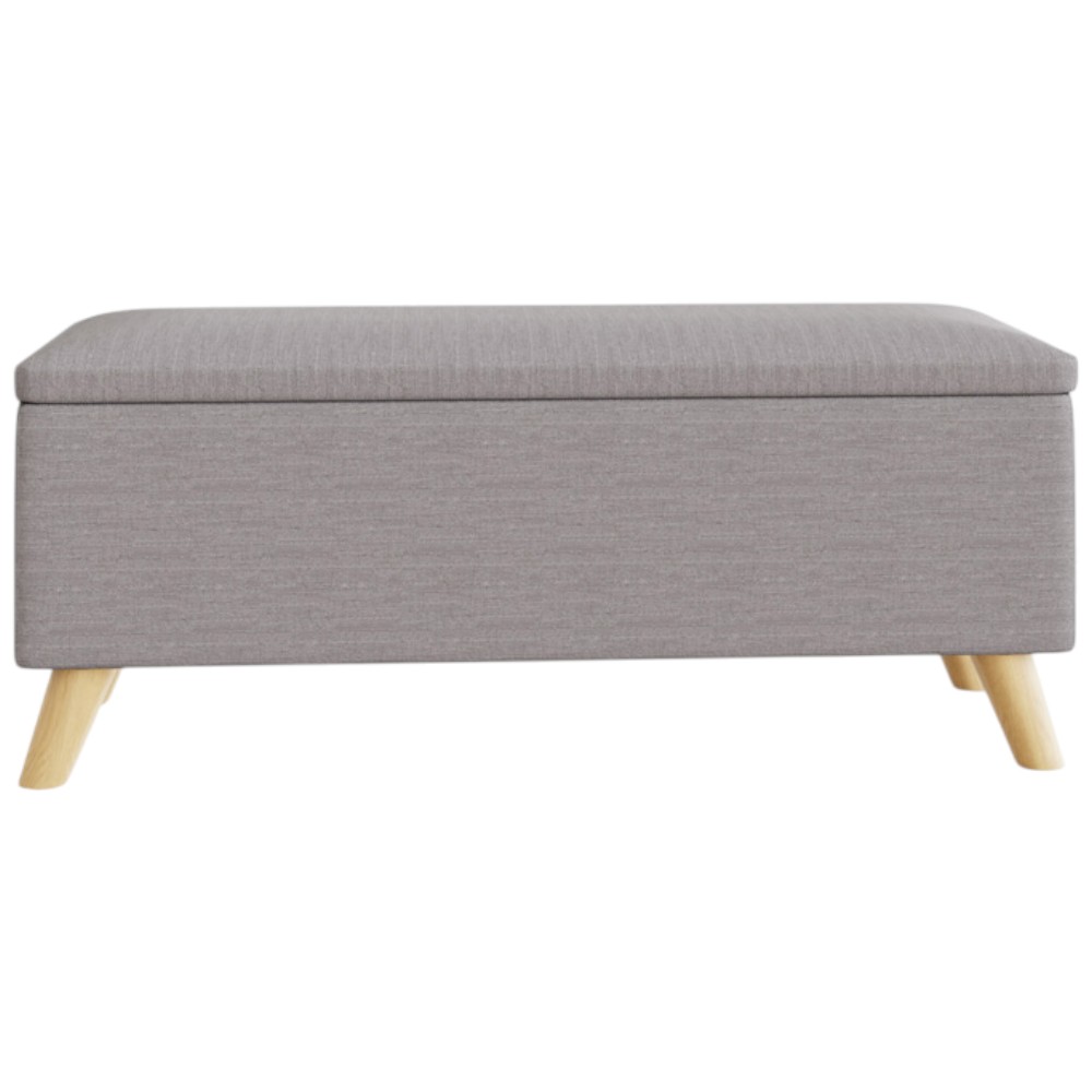 GFW Secreto Grey Hopsack Fabric Ottoman Storage Bench Image 5