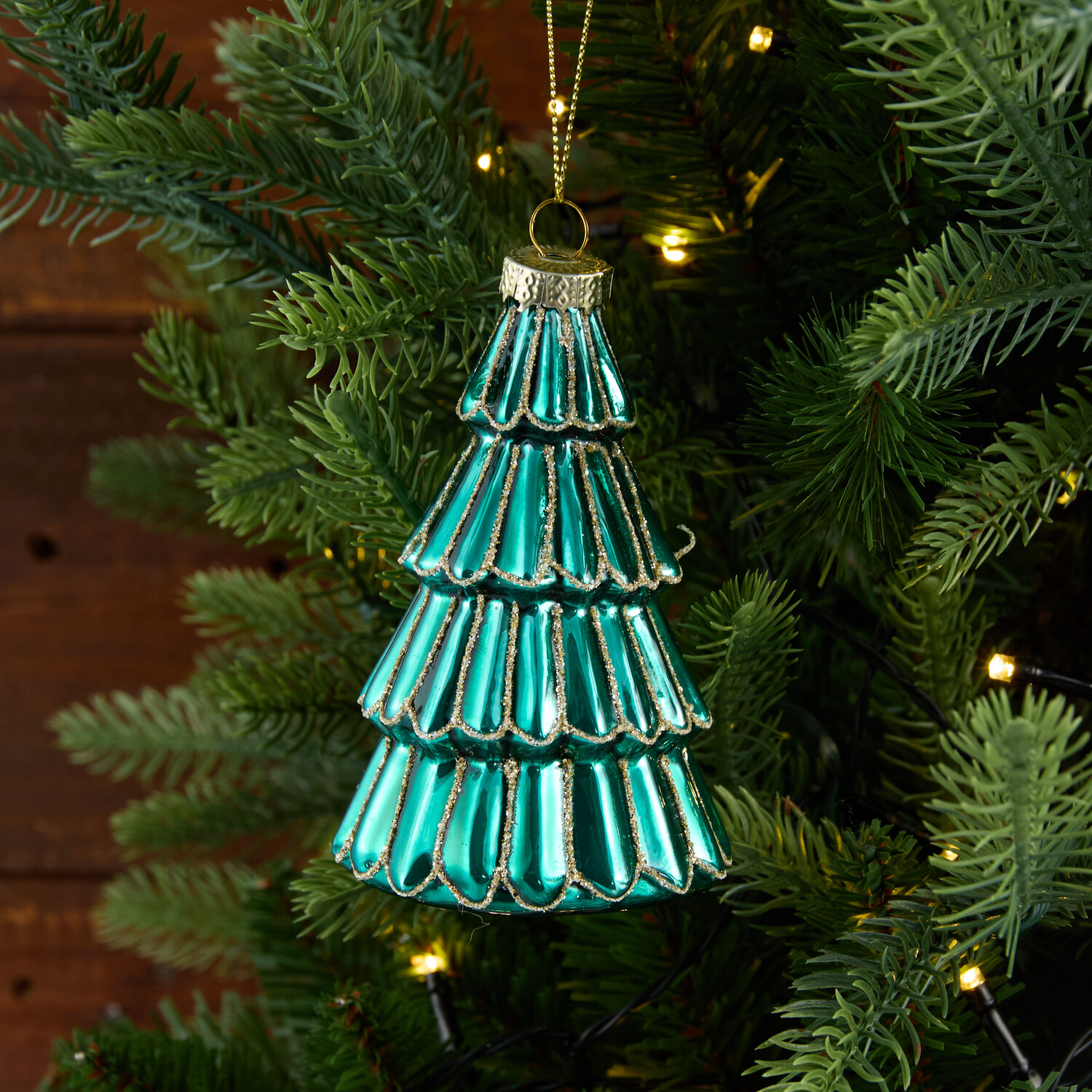 Glass Glitter Tree Hanging Decoration Image 3