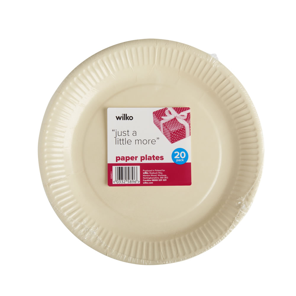 Wilko Paper Plates Cream 20pk Wilko