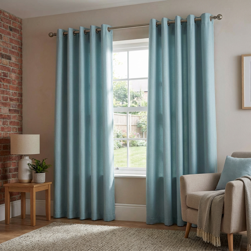 Taylor Blackout Eyelet Curtains - Duck Egg / 137cm / 168cm Image 5