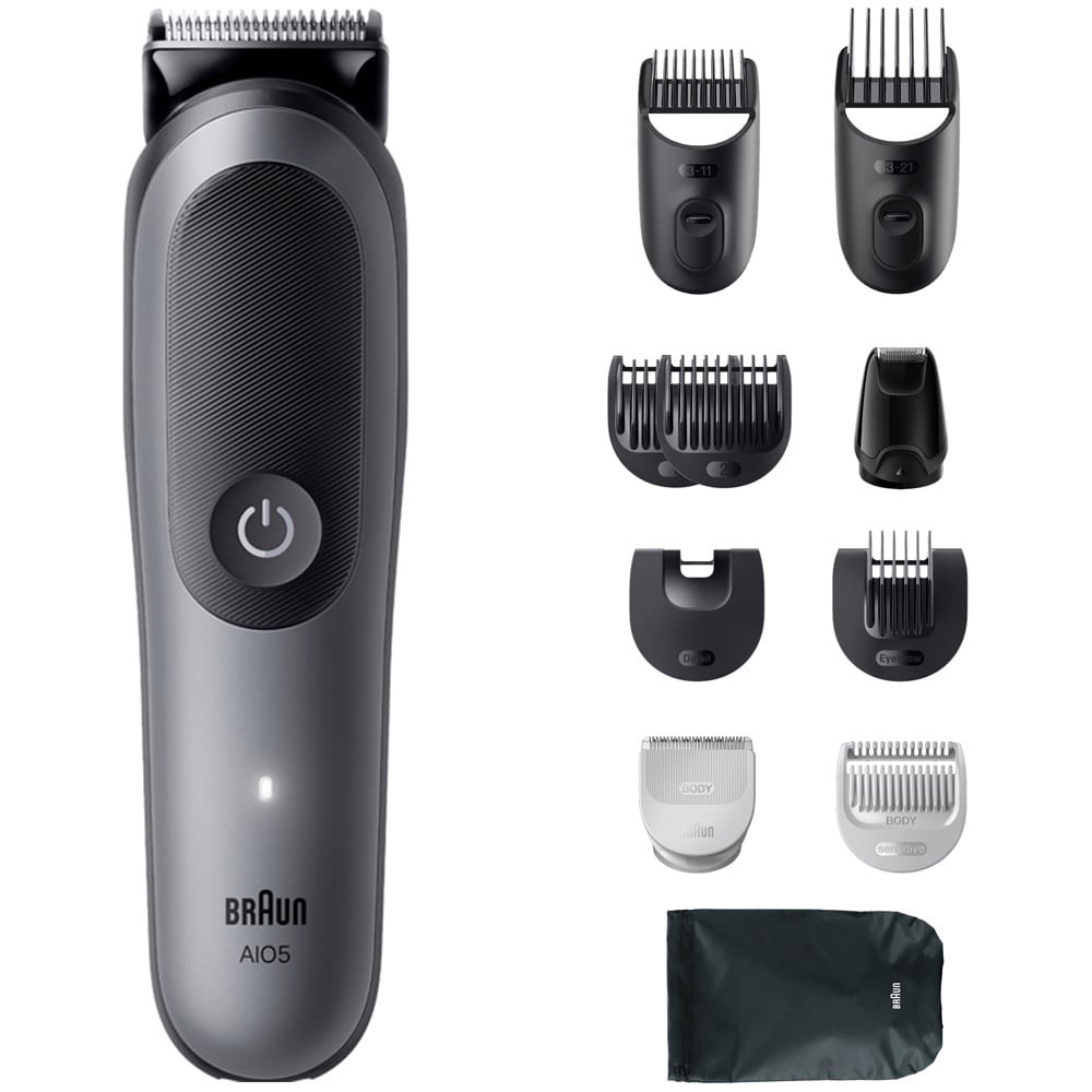 Braun All-in-One Series 5 AIO5560 11-in-1 For Men Grey Sharp Blade Grooming Kit with 14 Lengths Image 2