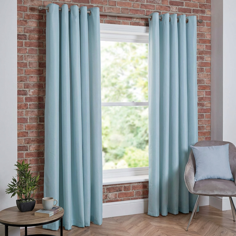 Taylor Blackout Eyelet Curtains - Duck Egg / 137cm / 168cm Image 7