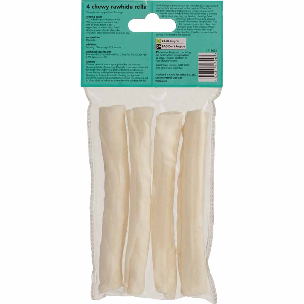 Wilko Chewy Rawhide Rolls Assorted