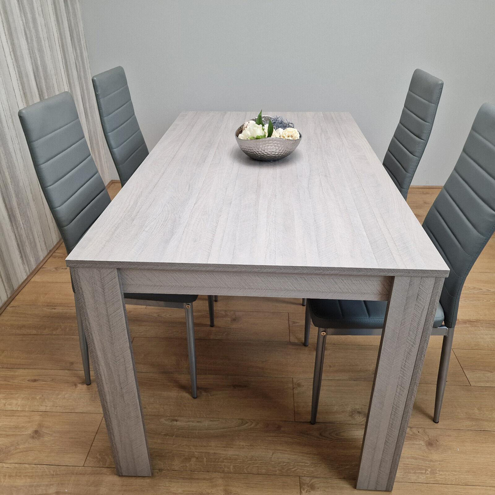 Kosy Koala 4 Seater Faux Leather Arrow Design Rectangular Dining Set Grey Image 3