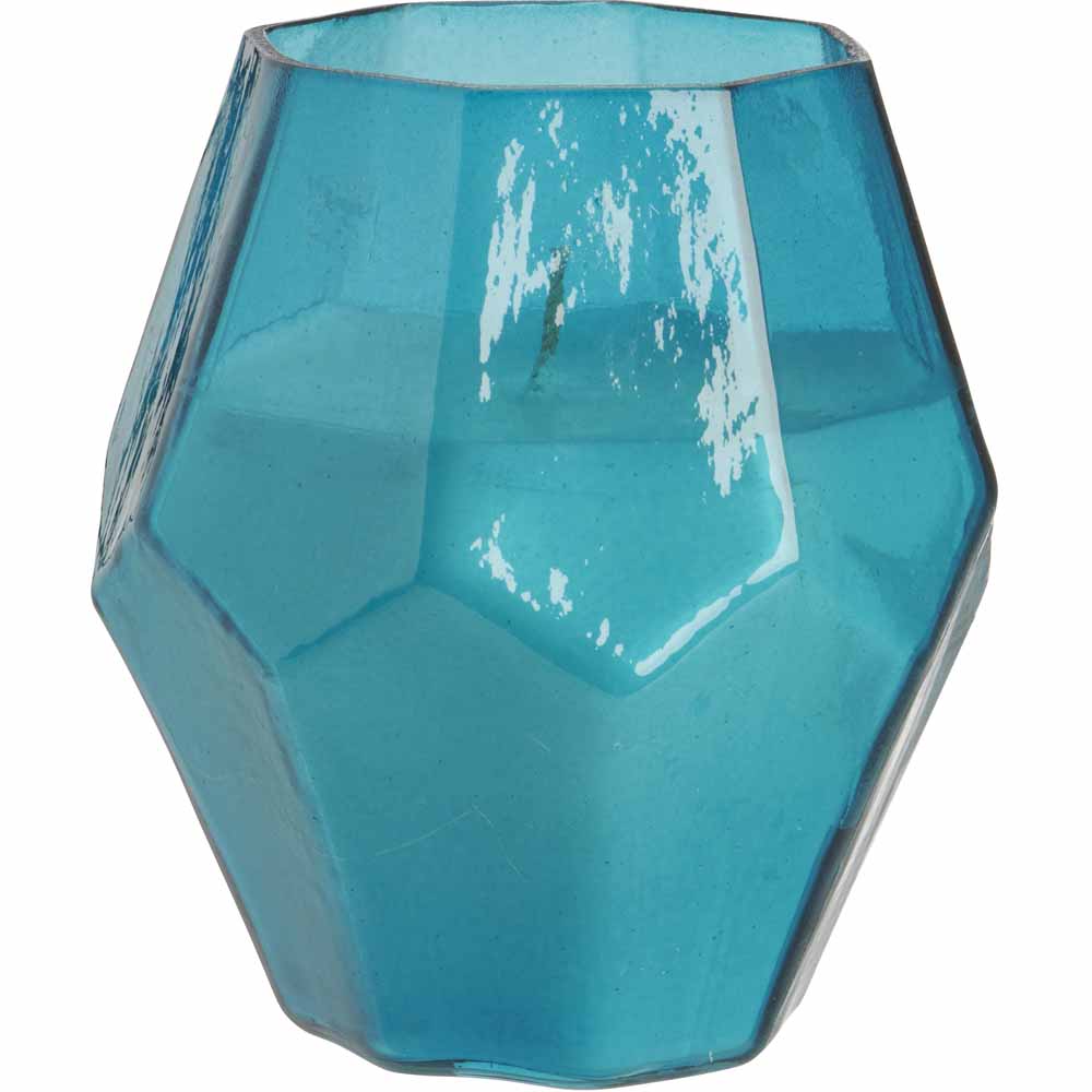 Wilko Faceted Green Glass Candle Image 1