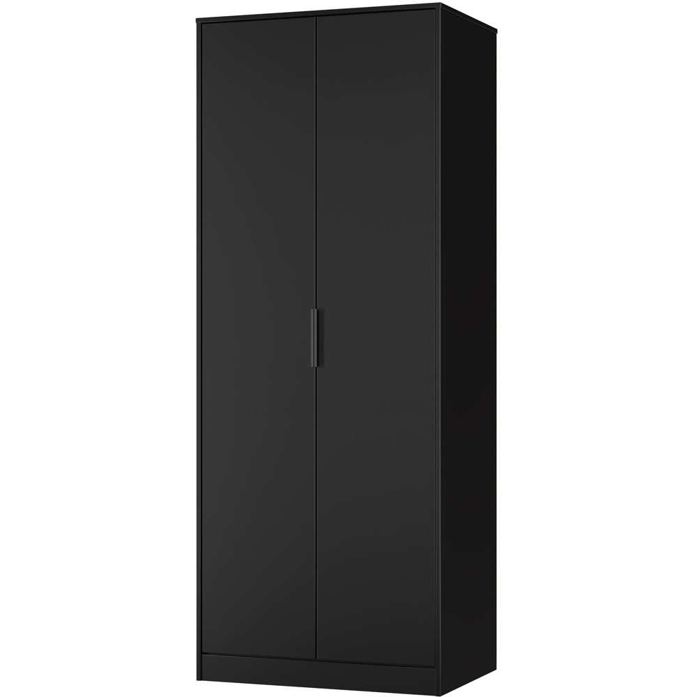 Crowndale Hong Kong 2 Door Matt Black Tall Wardrobe Ready Assembled Image 2