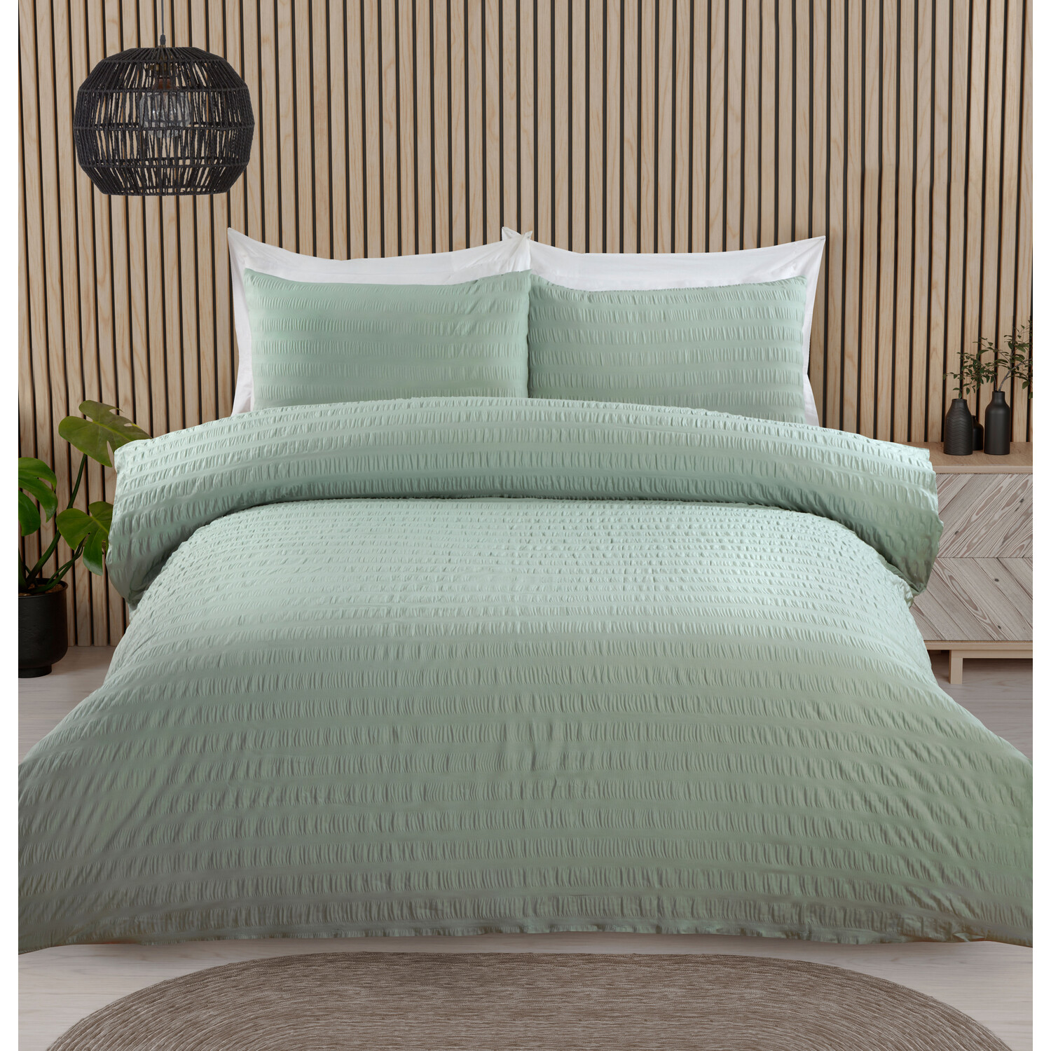 Divante Seersucker Double Sage Duvet Set Image 1