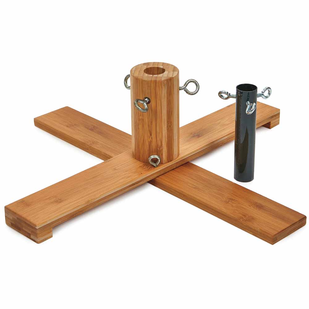 Premier Artificial Tree Stand In Natural Wood With 3 Screw Tight