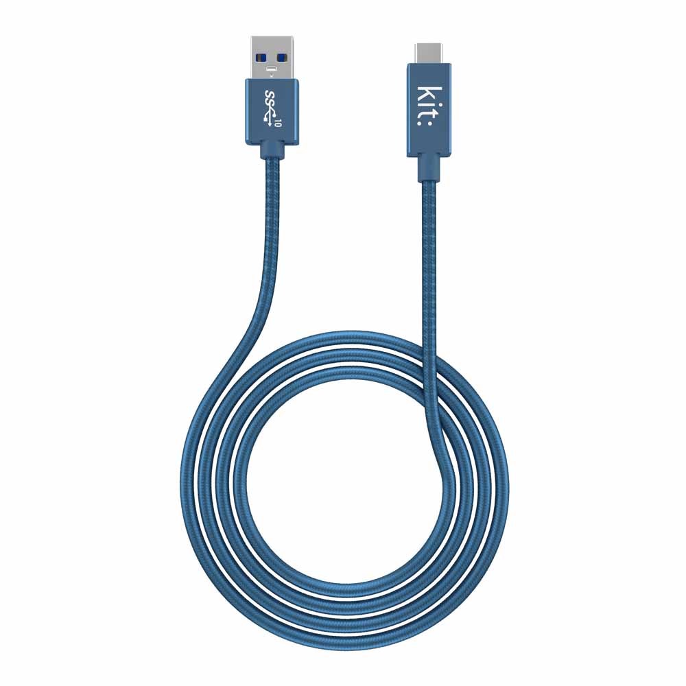 Kit Premium USB-C Cable 1m Blue Metal Plastic
