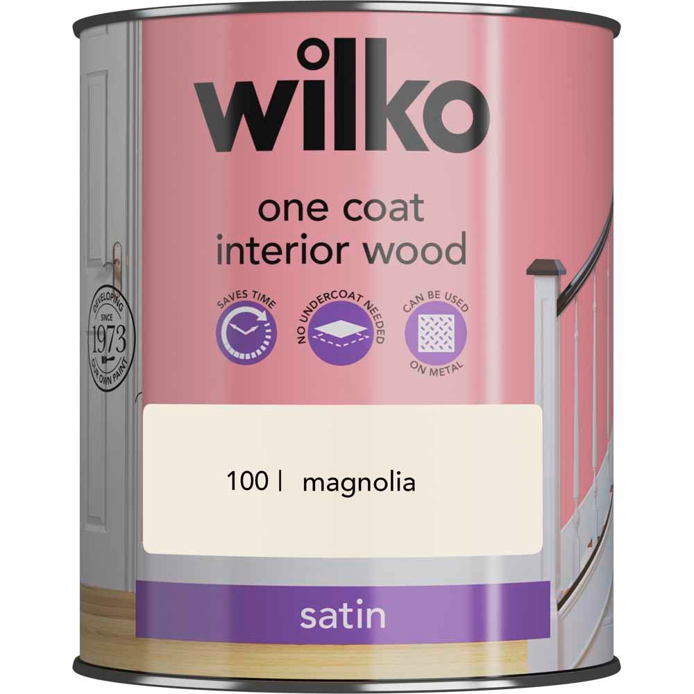 Wilko One Coat Interior Wood Magnolia Satin Paint 750ml Image 2