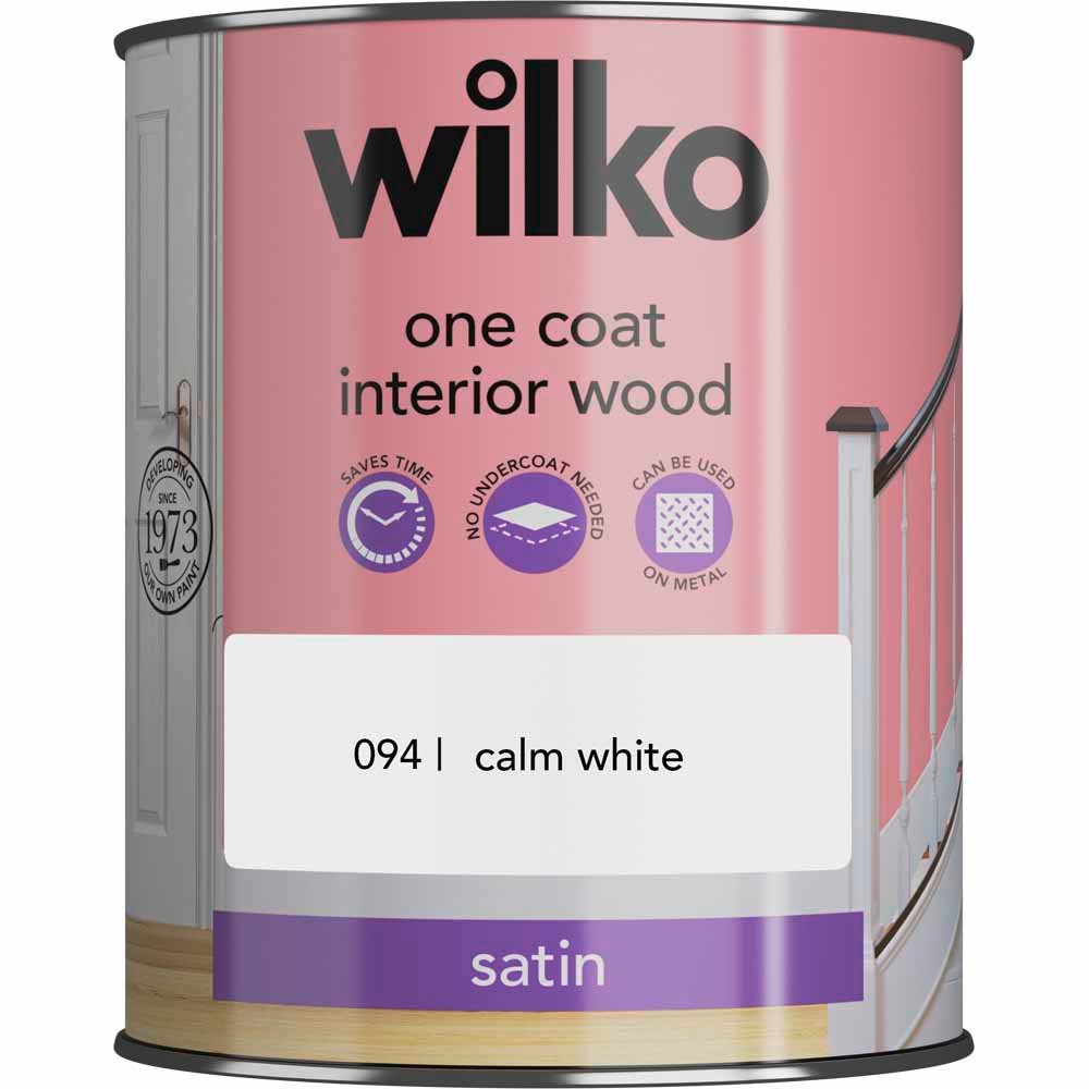Wilko One Coat Interior Wood Calm White Satin Paint 750ml Image 2
