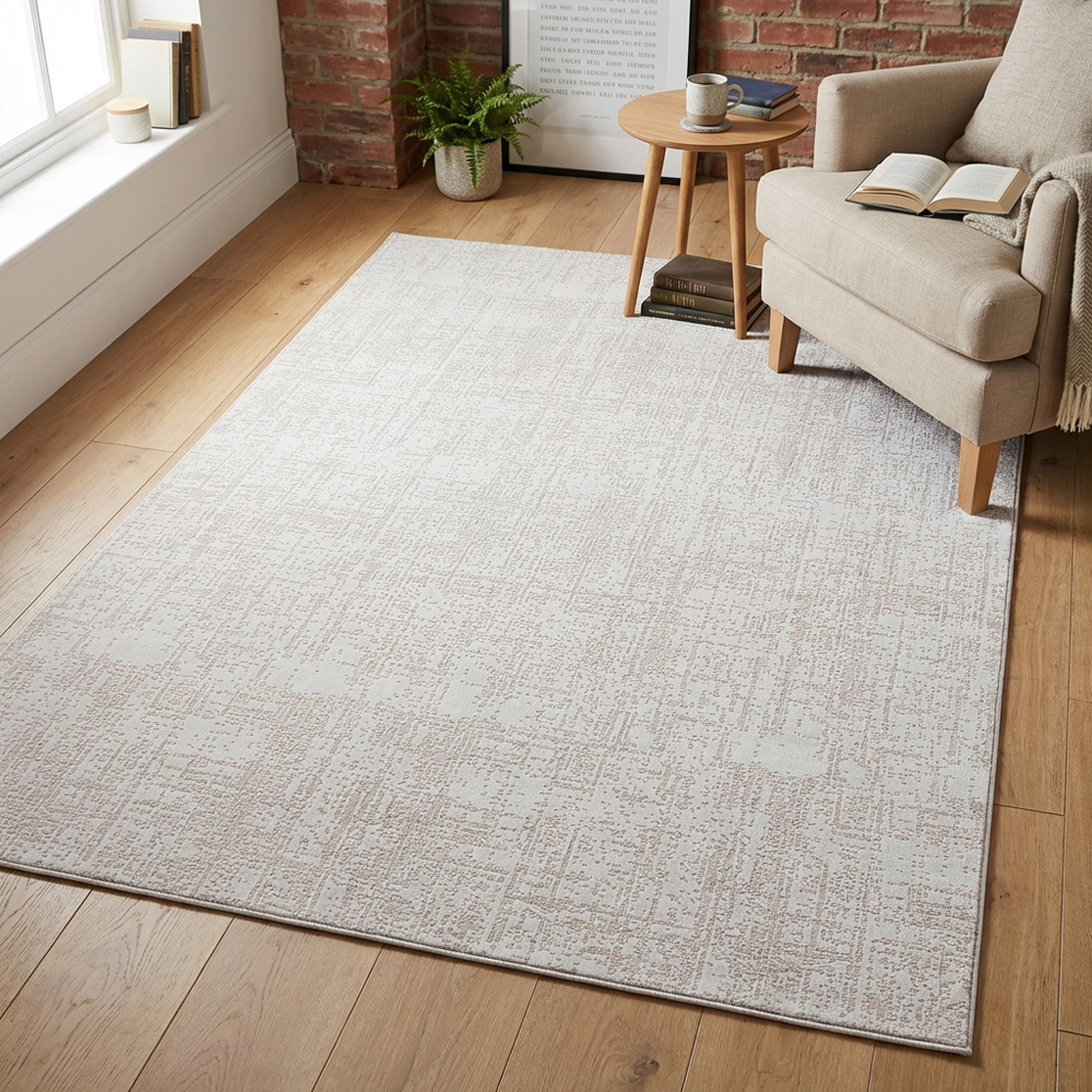 Eden Cream Textured Rug Cream Image 5