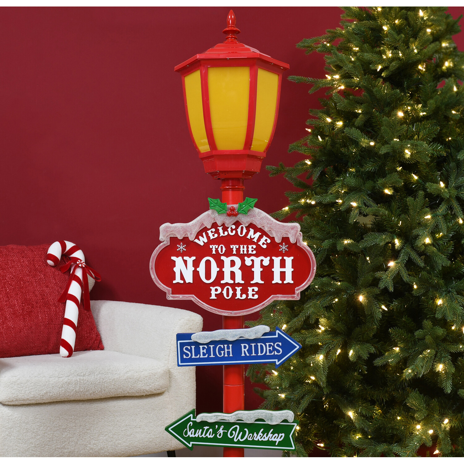 North Pole LED Road Sign - Red Image 7