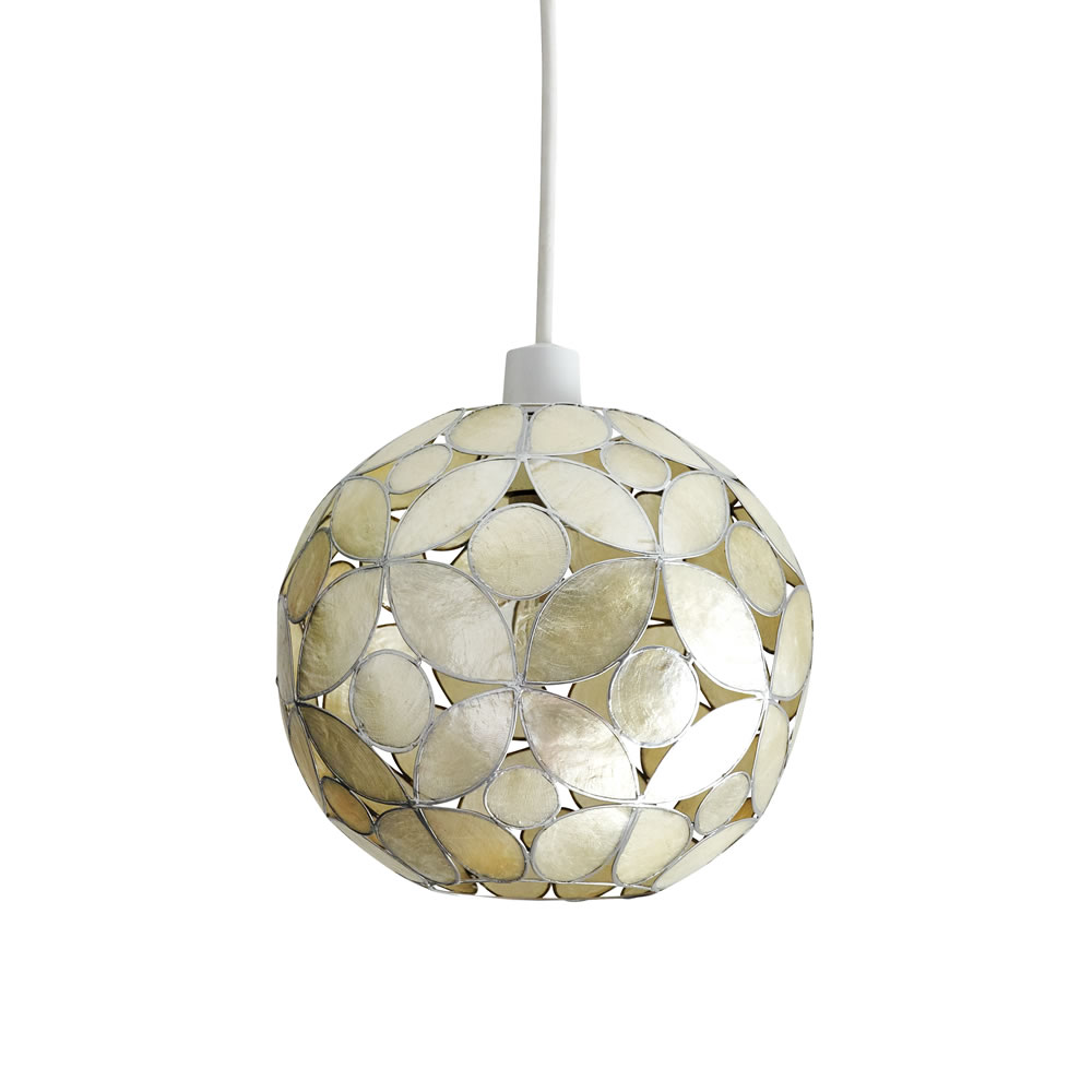 Wilko Silver Capiz Floral Ball Light Shade Image 3