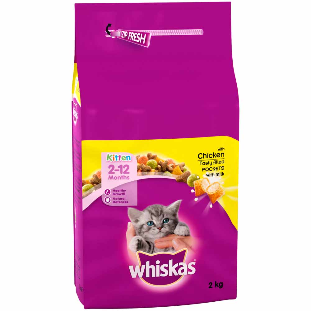 Whiskas Kitten Complete Dry Cat Food Biscuits Chicken 2kg Image 2