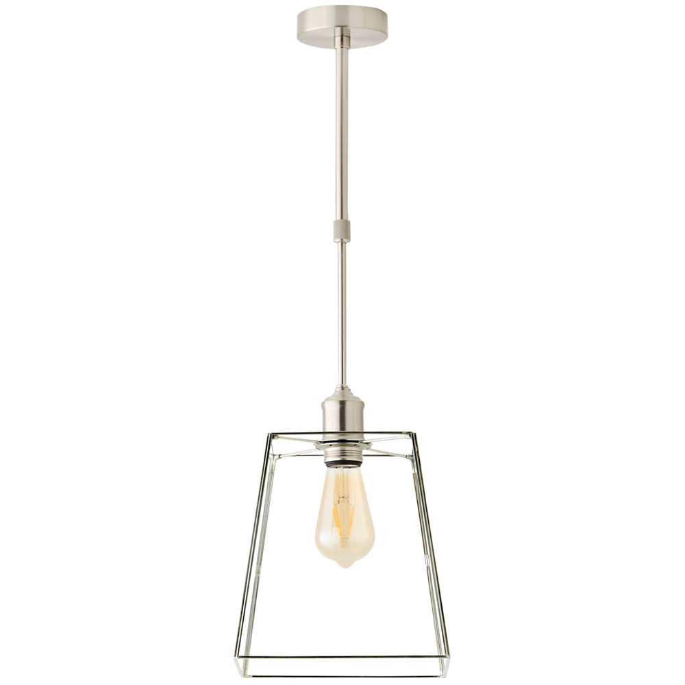 ValueLights Susie Glass Shade Brushed Chrome Adjustable Drop LED Ceiling Pendant Light with Bulb Image 1