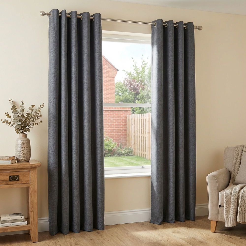 My Home Taylor Charcoal Blackout Eyelet Curtains 229cm Image 6