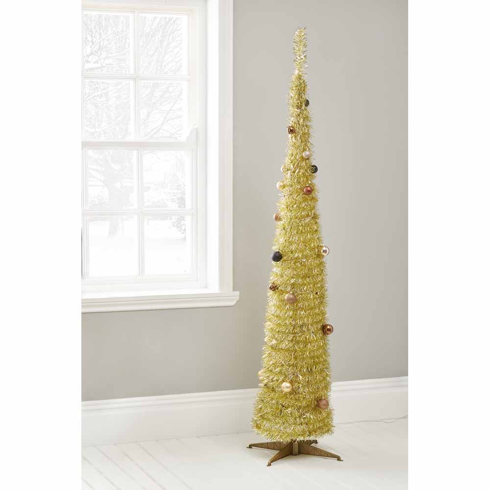 Wilko 6ft Pop Up Pre-Lit Gold Artificial Christmas Tree Image 2