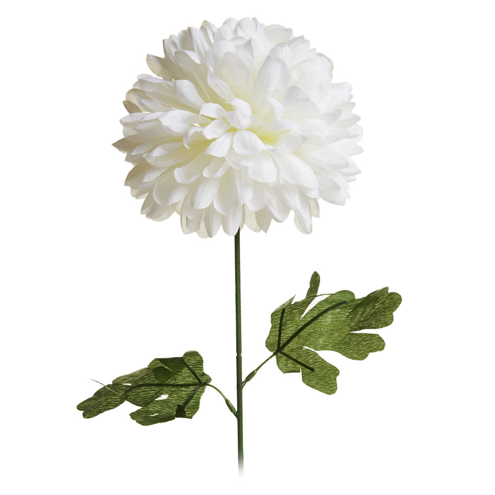 Wilko Cream Pom Pom Single Stem Artificial Flower Picture a vase overflowing with the spectacular shape and colour of this classic cream pom pom flower in a bouquet. This bloom looks well as a single stem but also adds freshness to an arrangement of minimalist cream or multicoloured blossoms. This single stem has a pongee silk flower and a wired plastic stem for firm support.  Colours, specifications and designs may vary due to the nature of the product. Wilko Cream Pom Pom Single Stem Artificial Flower