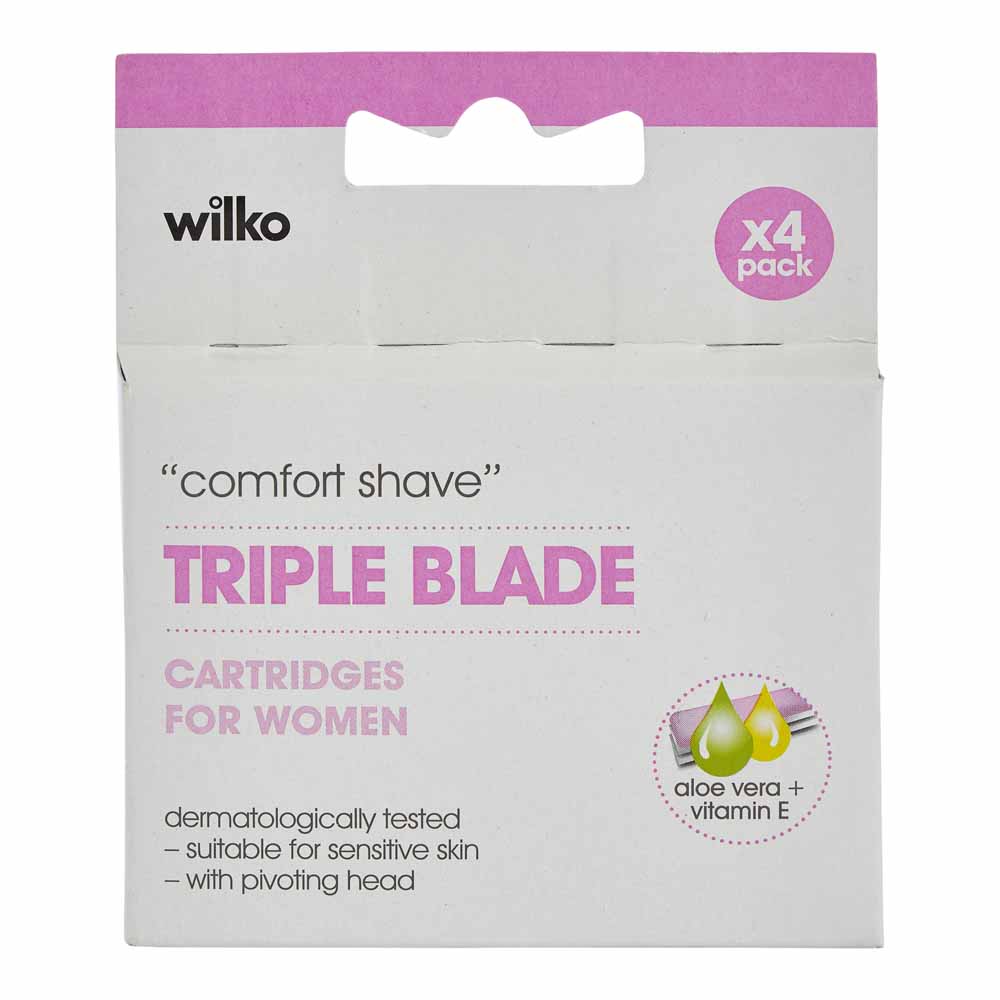 Wilko Women Triple Blade Refill 4 Pack Image 1