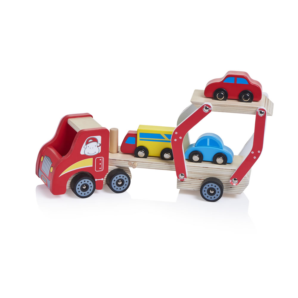 Wilko Wooden Car Transporter Multicolour 18 Months And Above Pack 4 Image 3
