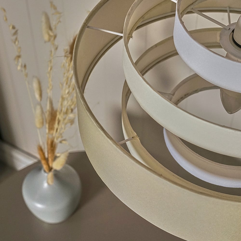 ValueLights Hampshire 3 Tone Cream Fabric 5 Tiered Ceiling Pendant Light Lamp Shade Image 6
