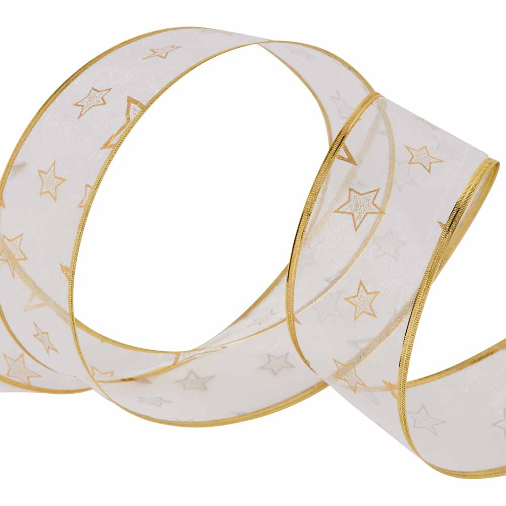 Wilko Assorted Luxe Wired Gold Tree Ribbons Image 2