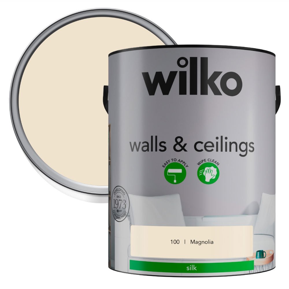 Wilko Walls & Ceilings Magnolia Silk Emulsion Paint 5L Image 1