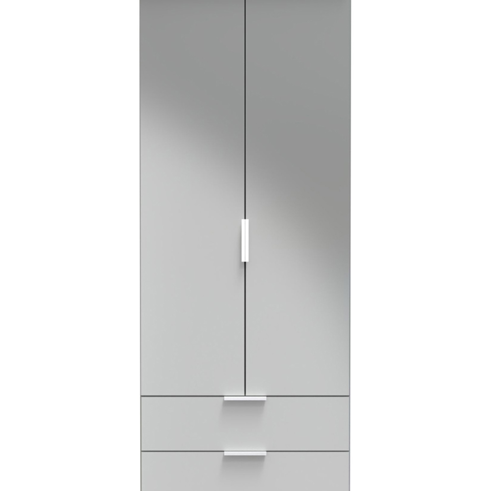 Crowndale Plymouth Ready Assembled 2 Door 2 Drawer Uniform Gloss and Dusk Grey Wardrobe Image 3
