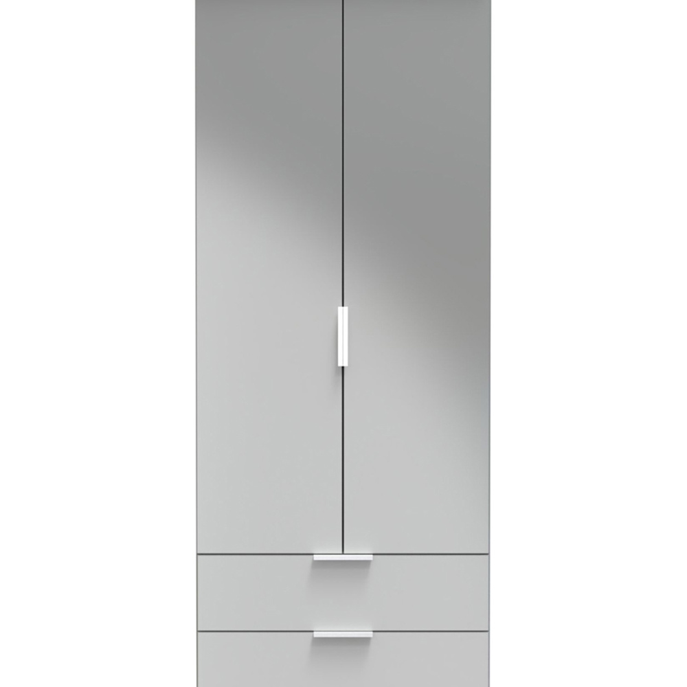 Crowndale Plymouth 2 Door 2 Drawer Uniform Grey and Dusk Grey Tall Wardrobe Ready Assembled Image 3