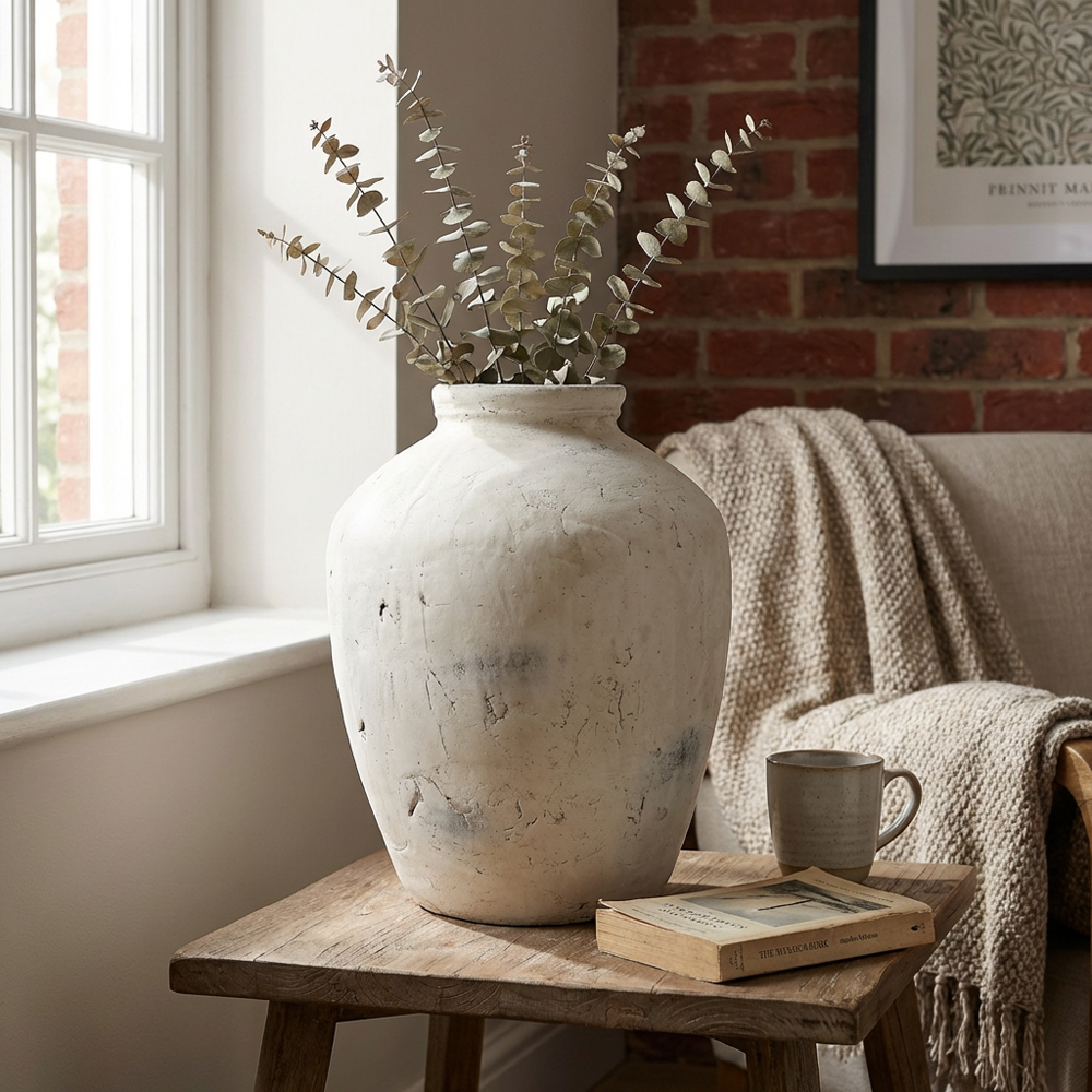 Amara White Large Textured Vase 34cm Image 7
