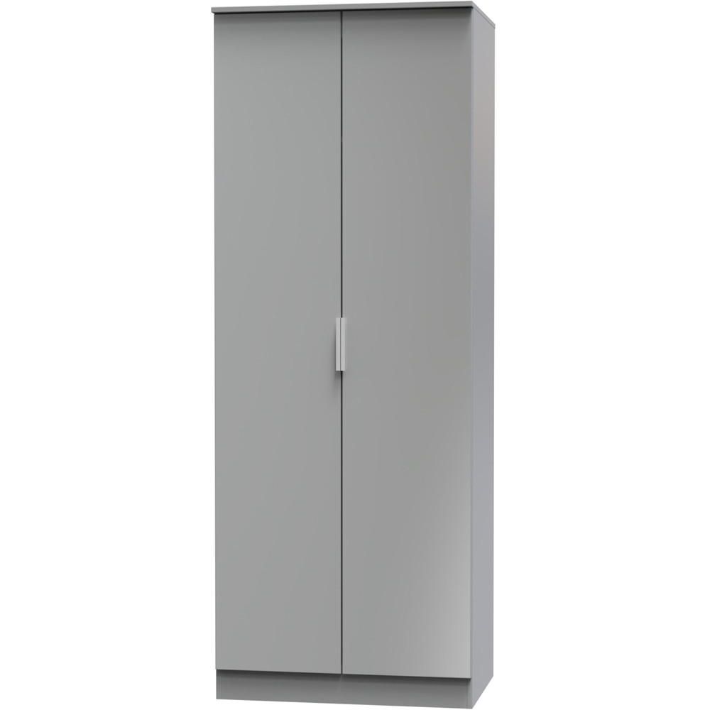 Crowndale Plymouth 2 Door Uniform Grey and Dusk Grey Tall Wardrobe Ready Assembled Image 4