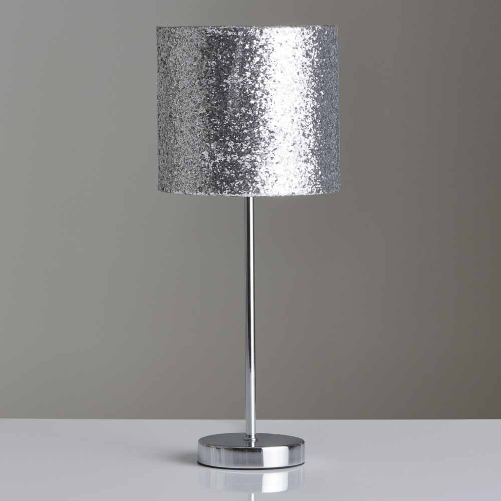 Wilko Milan Silver Glitter Table Lamp Image 1