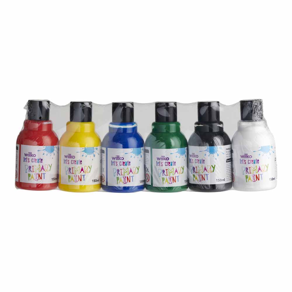 Wilko Primary Colours Paint Set 6 x 150ml Wilko