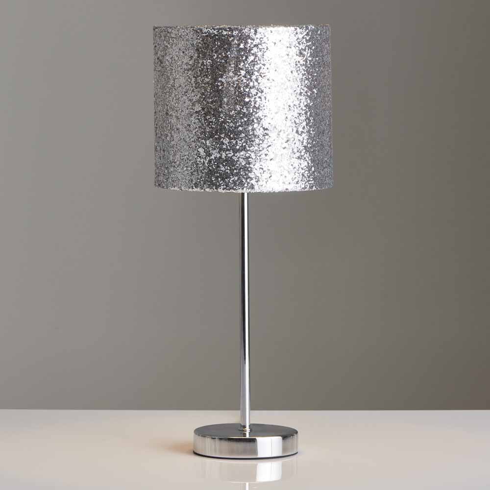 Wilko Milan Silver Glitter Table Lamp Image 2