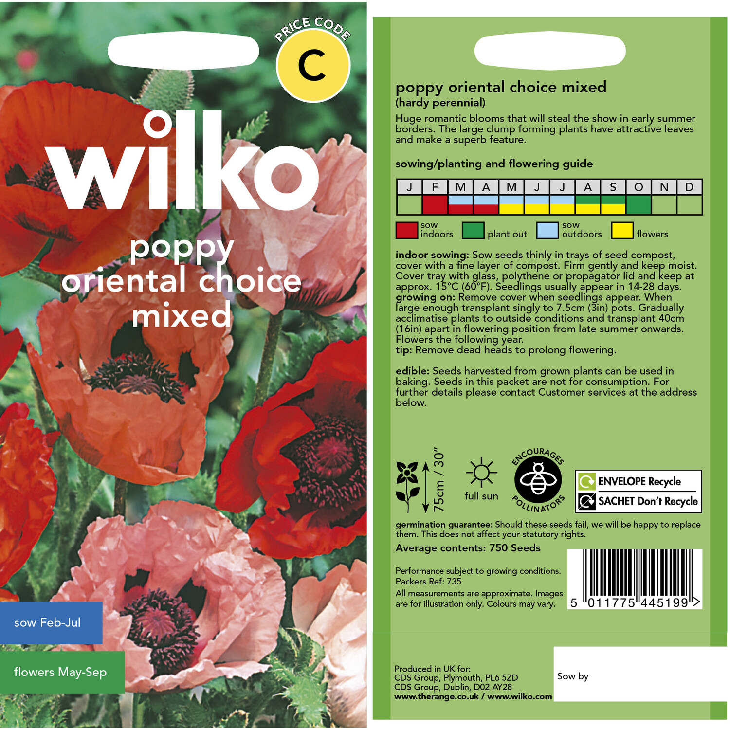 Wilko Poppy Oriental Choice Mixed Seeds Image 3