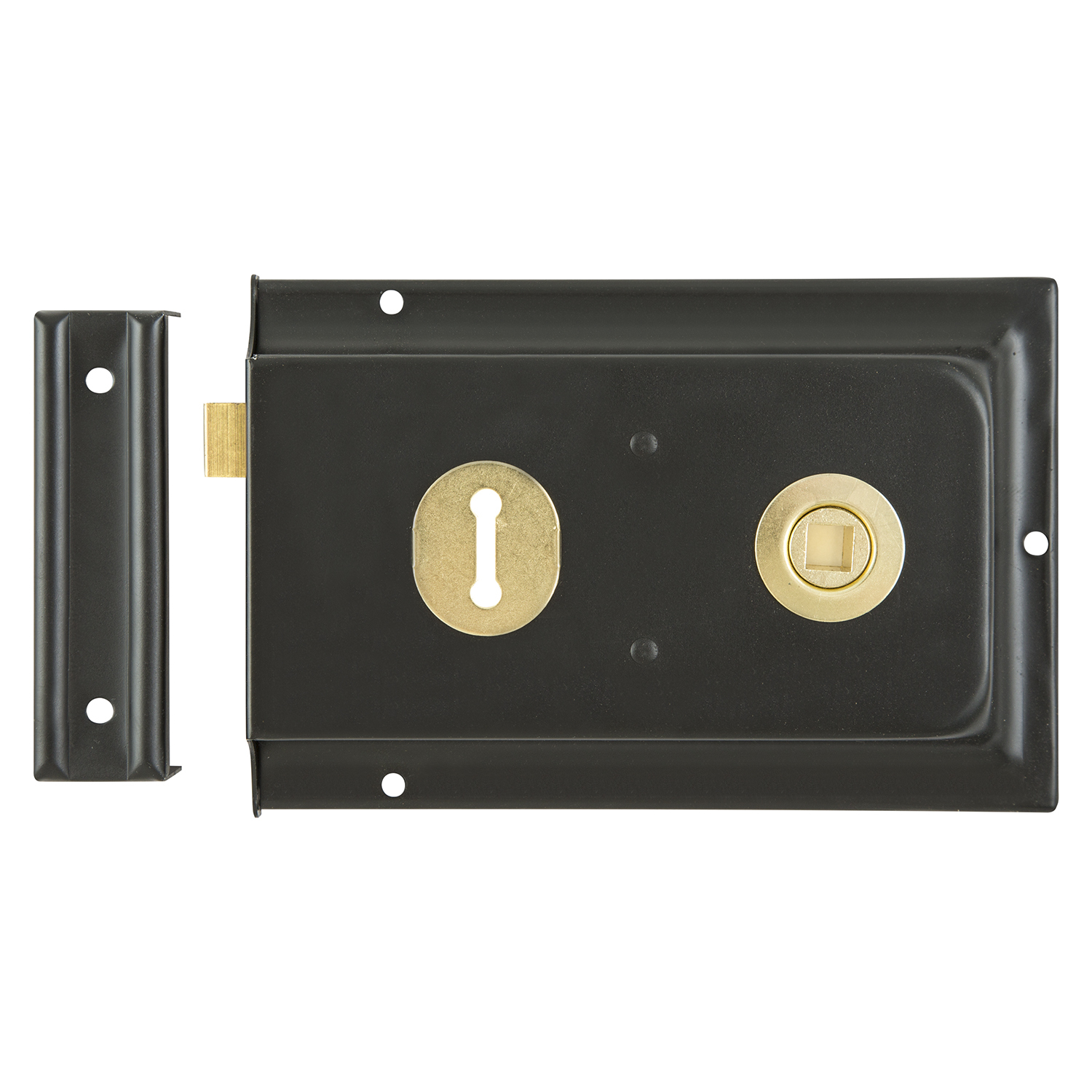 Hiatt Black Rim Sash Lock with 2 Keys Image 2