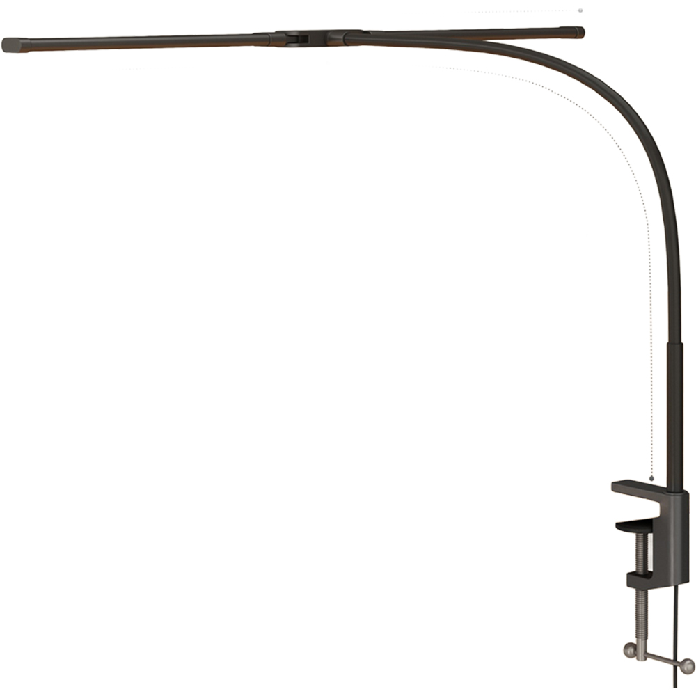 HOMCOM Black Double Head Dimmable LED Table Lamp with Clamp Image 1