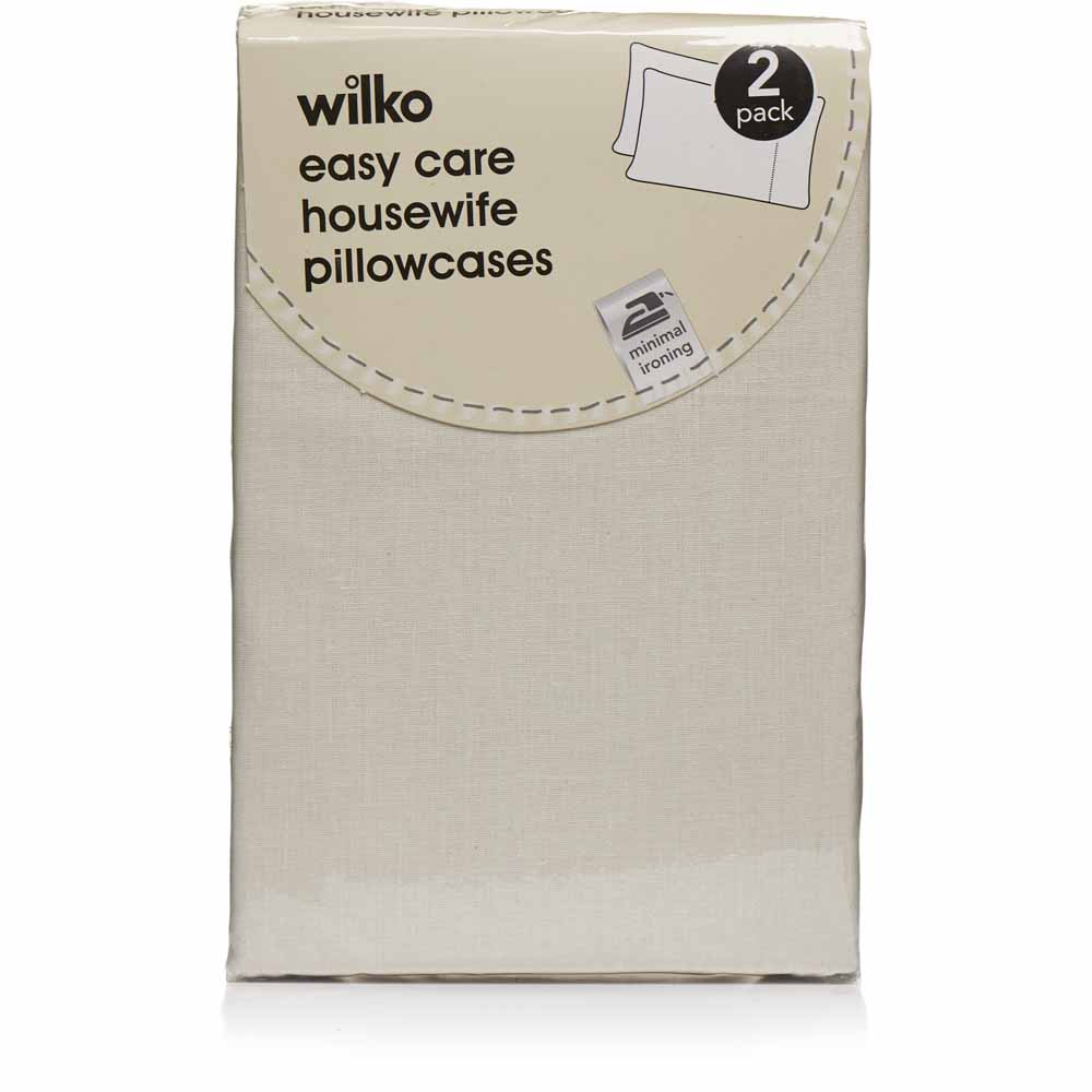 Wilko Easy Care Cream Housewife Pillowcases 2 pack Image 3