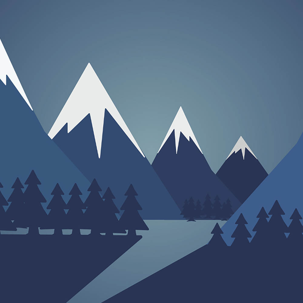 Origin Murals Snowy Mountain Valley Blue Wall Mural Image 2