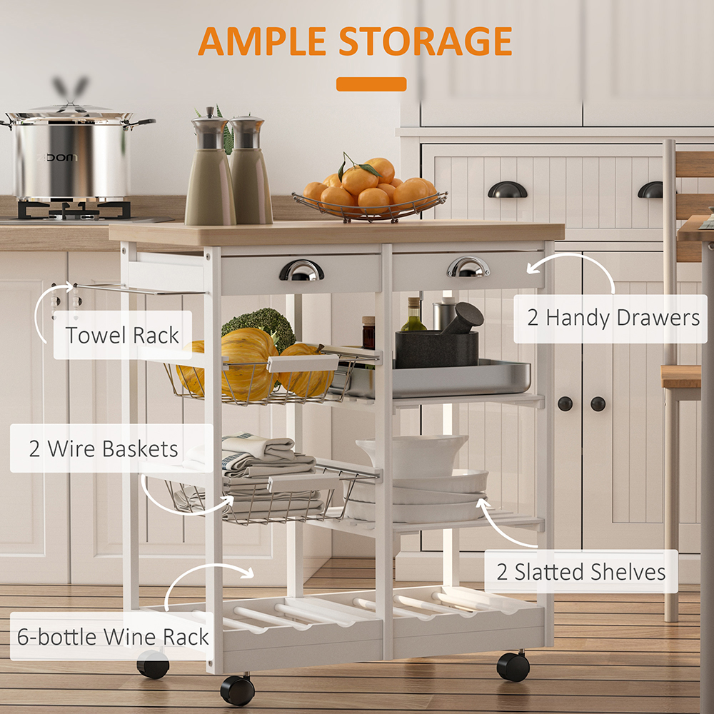 Portland 3 Tier White Mobile Kitchen Cart Image 5