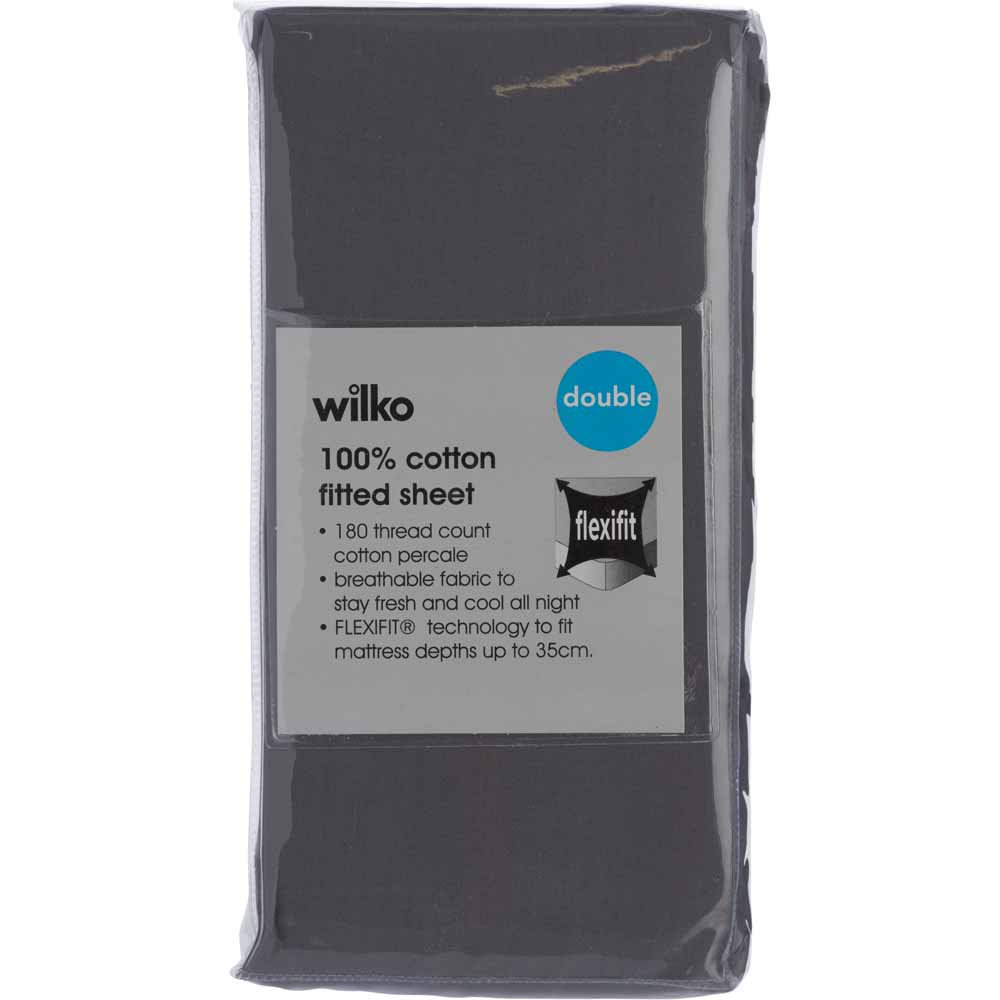Wilko Charcoal Fitted Sheet Double Image 2