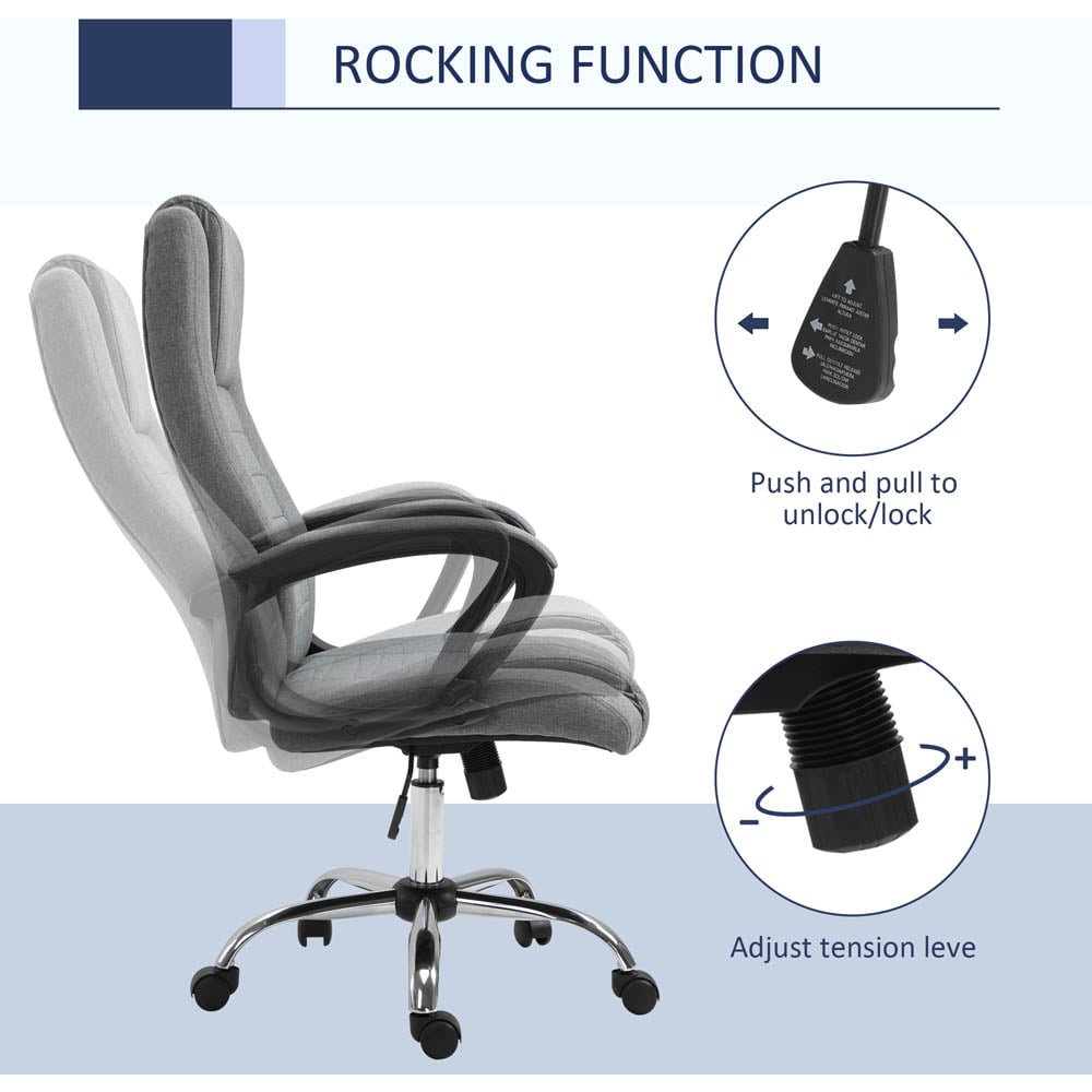 Portland Grey Linen Swivel Office Chair Image 6