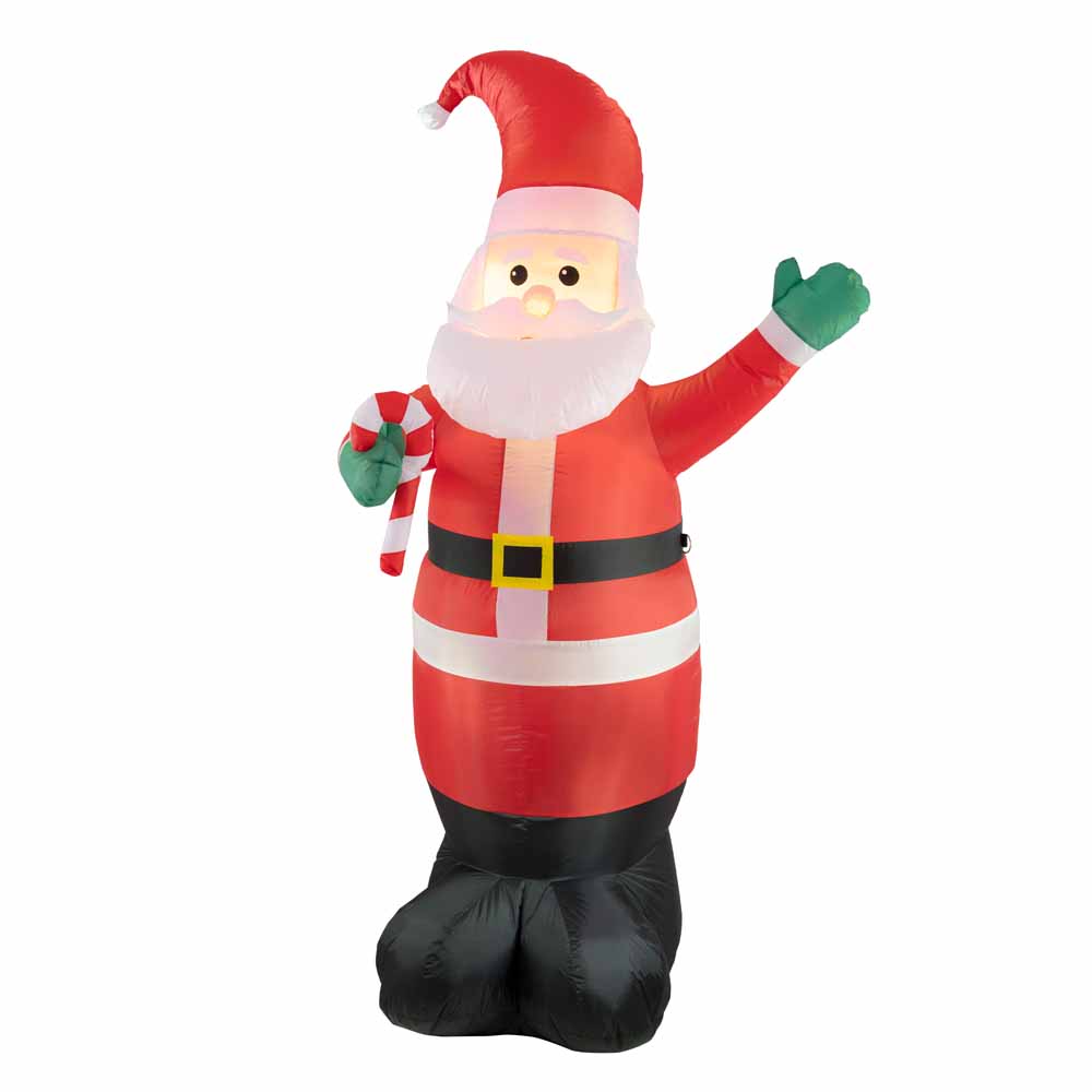 Inflatable Santa with Candy Cane 6ft Image 2